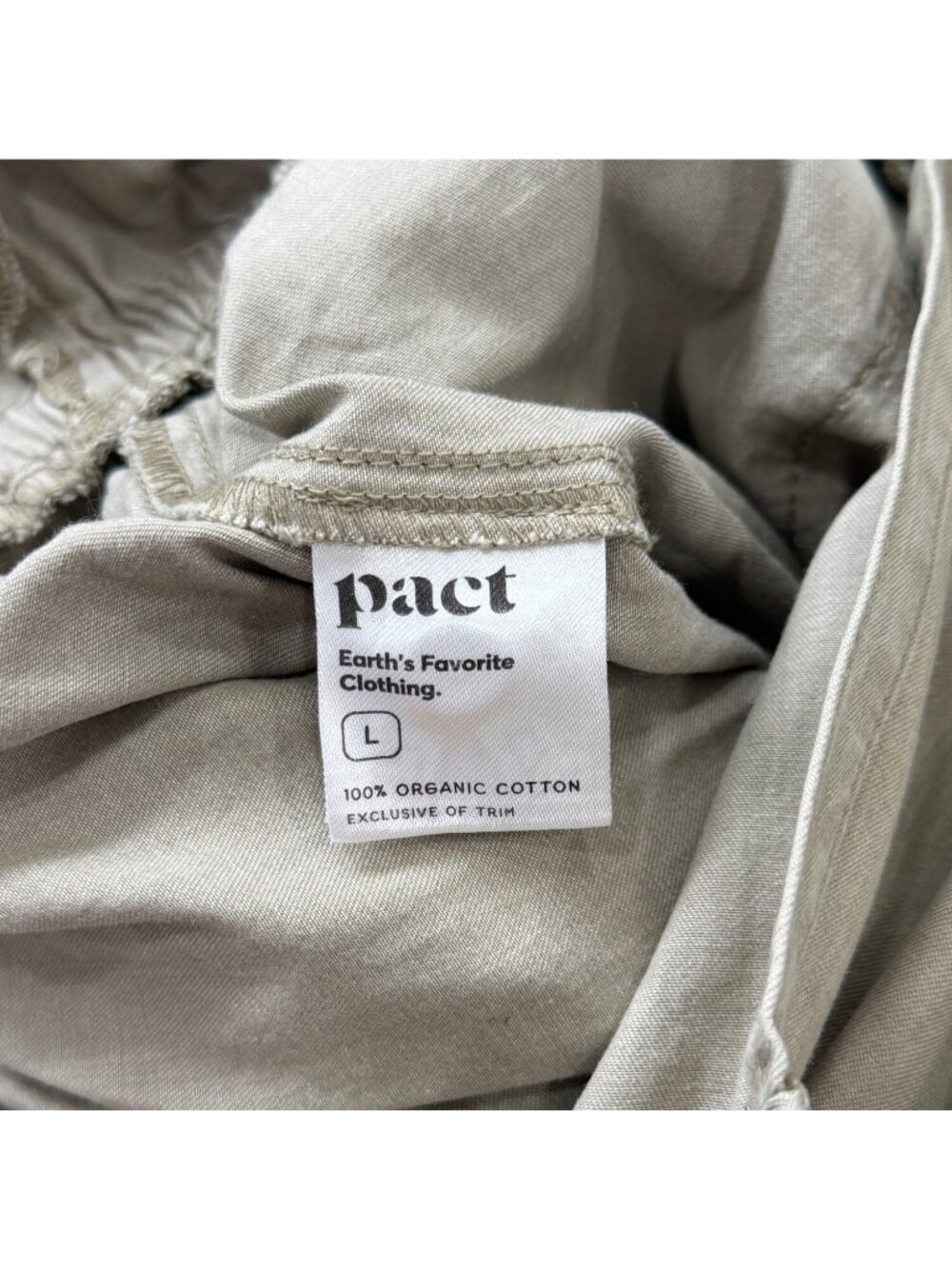 Pact Womens Size L Sleeveless Romper Button-Up Organic Cotton In Khaki NEW - Picture 7 of 8
